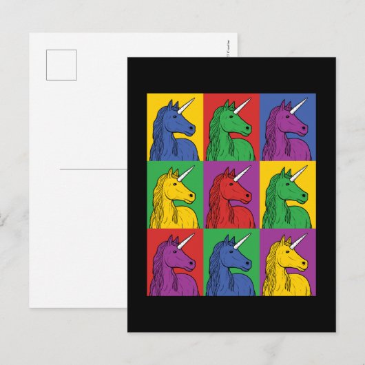 Pop Art Unicorn Briefkaart (Voorkant / Achterkant)