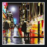 Pop Art Urban Night Street Scene AcrylArt Acryl Muurkunst<br><div class="desc">Een helder gekleurde straatscène van een regenachtige nacht in een stad,  met mensen die lopen en staan,  omringd door neonverlichting van winkels. Deze kunst zal kleur en pizazz aan om het even welke ruimte toevoegen!</div>
