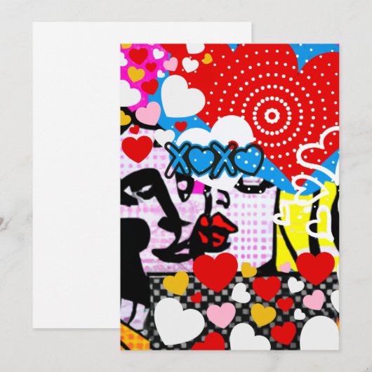 Pop Art Valentijn Bedankkaart (Voorkant / Achterkant)