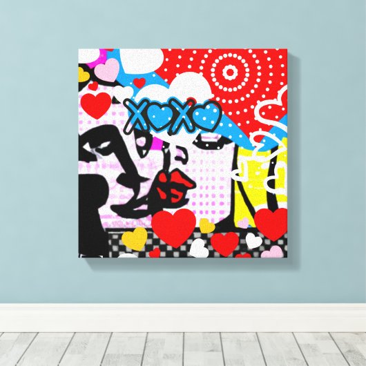 Pop Art Valentijn Canvas Afdruk (Insitu (Houten vloer))