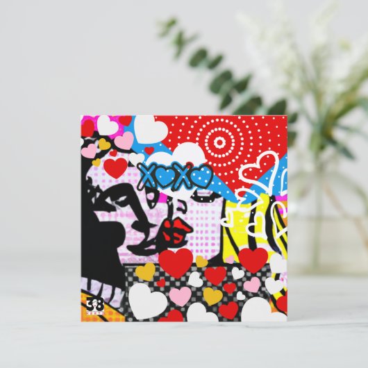 Pop Art Valentijn Feestdagenkaart (Staand voorkant)