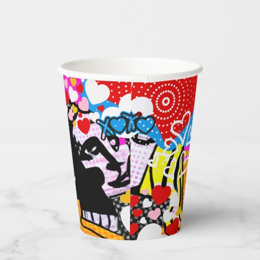 Pop Art Valentijn Papieren Bekers (Rechts)