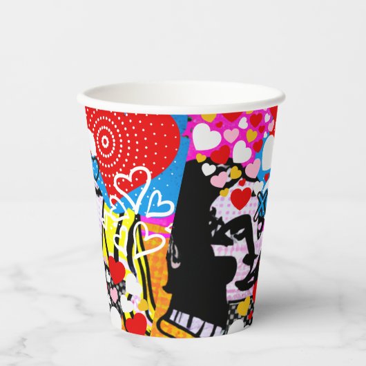 Pop Art Valentijn Papieren Bekers (Voorkant)