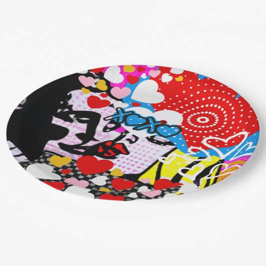 Pop Art Valentijn Papieren Bordje (Gekanteld)