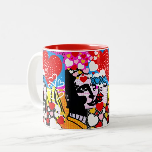 Pop Art Valentijn Tweekleurige Koffiemok (Voorkant links)
