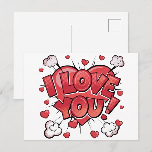 Pop Art Valentijnsdag Briefkaart (Voorkant / Achterkant)