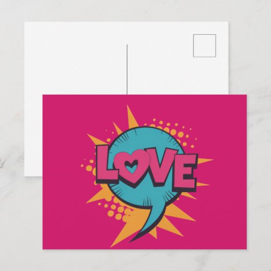 Pop Art Valentijnsdag Briefkaart (Voorkant / Achterkant)