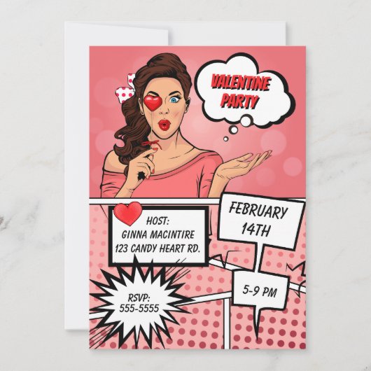 Pop Art Valentijnsdag Kaart (Voorkant)