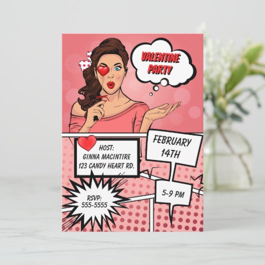 Pop Art Valentijnsdag Kaart (Staand voorkant)