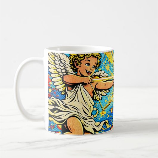 Pop Art van twee Cupido's die spelen Koffiemok (Links)