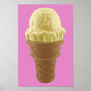Pop Art Vanilla Ice Cream Cone Poster