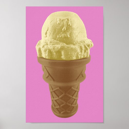 Pop Art Vanilla Ice Cream Cone Poster (Voorkant)