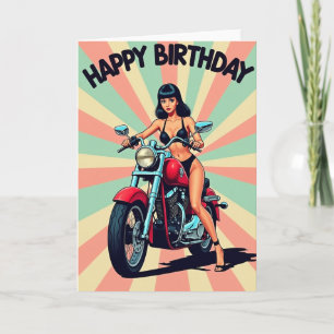 Pop Art-verjaardagskaart voor een motorrijder Kaart