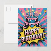 Pop Art Verjaardagstaart Briefkaart (Voorkant / Achterkant)
