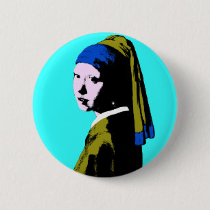 Pop Art Vermeer's Pearl Earring Ronde Button 5,7 Cm
