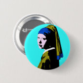 Pop Art Vermeer's Pearl Earring Ronde Button 5,7 Cm (Voorkant /achterkant)