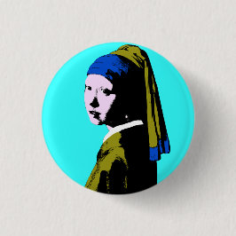 Pop Art Vermeer's Pearl Earring Ronde Button 5,7 Cm