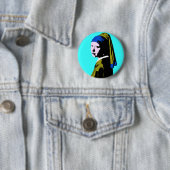 Pop Art Vermeer's Pearl Earring Ronde Button 5,7 Cm (In situ)