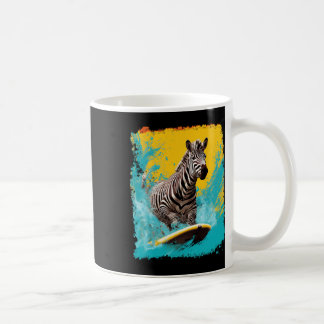 Pop Art Vintage Dierentuin Dier Zebra Surfen  Koffiemok