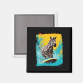 Pop Art Vintage Dierentuin Dier Zebra Surfen Magneet (Voorkant / Achterkant)