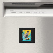 Pop Art Vintage Dierentuin Dier Zebra Surfen Magneet (Insitu (Vaatwasser))