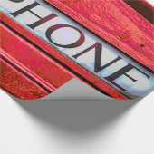 Pop Art Vintage Londen City Rode telefooncel Cadeaupapier (Hoek)