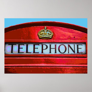 Pop Art Vintage Londen City Rode telefooncel Poster