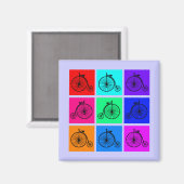 Pop Art Vintage Twee Wieler Fietskleding Magneet (Voorkant / Achterkant)