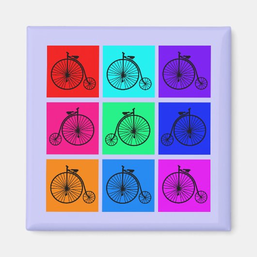 Pop Art Vintage Twee Wieler Fietskleding Magneet (Voorkant)