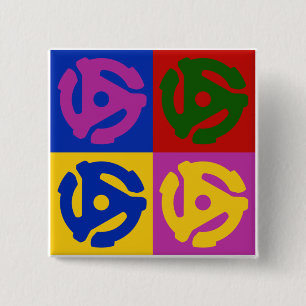 Pop Art Vinyl Record 45 RPM Invoegen Vierkante Button 5,1 Cm