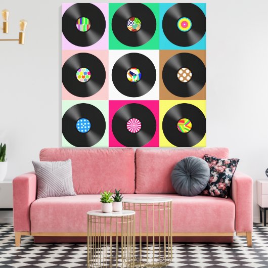 POP ART VINYL REGISTREERT STRETCHED CANVAS ART PRI AFDRUK (Insitu (Woonkamer))