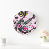 Pop Art Violin Abstract Musical Punk Rock Grote Klok (Huis)