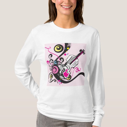 Pop Art Violin Abstract Musical Punk Rock T-shirt (Voorkant)
