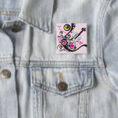 Pop Art Violin Abstract Musical Punk Rock Vierkante Button 5,1 Cm (In situ)