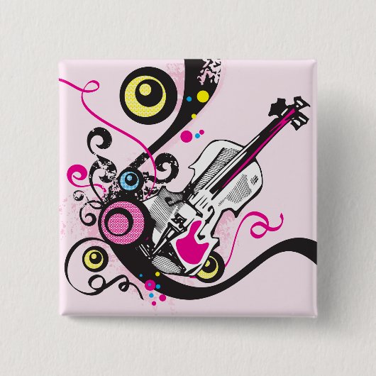 Pop Art Violin Abstract Musical Punk Rock Vierkante Button 5,1 Cm (Voorkant)