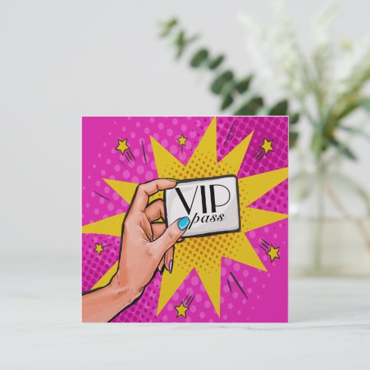 Pop Art VIP-uitnodiging Kaart (Staand voorkant)