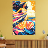 Pop Art Visie op De Geboorte van Venus Canvas Afdruk (Insitu (Woonkamer))