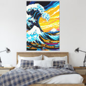 Pop Art Visie van De Grote Golf Canvas Afdruk (Insitu (Slaapkamer))