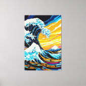 Pop Art Visie van De Grote Golf Canvas Afdruk (Voorkant)