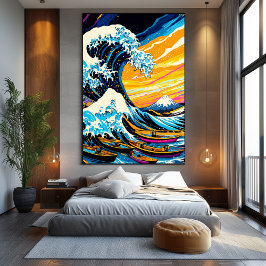 Pop Art Visie van De Grote Golf Canvas Afdruk
