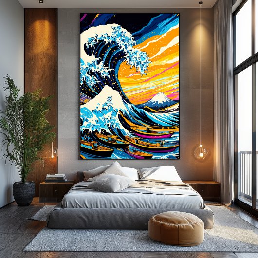 Pop Art Visie van De Grote Golf Canvas Afdruk
