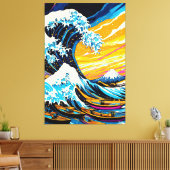 Pop Art Vision van de Grote Golf van Kanagawa Canvas Afdruk (Insitu (Woonkamer))