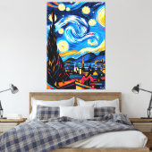 Pop Art Vision van de Sterrennacht Canvas Afdruk (Insitu (Slaapkamer))