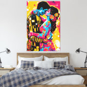 Pop Art Vision van The Kiss Canvas Afdruk (Insitu (Slaapkamer))