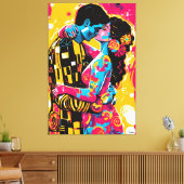 Pop Art Vision van The Kiss Canvas Afdruk (Insitu (Woonkamer))
