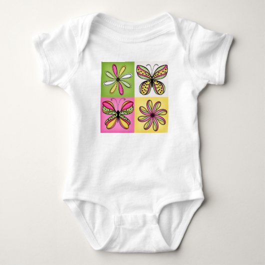 Pop Art Vlinders en Bloemen Romper (Voorkant)
