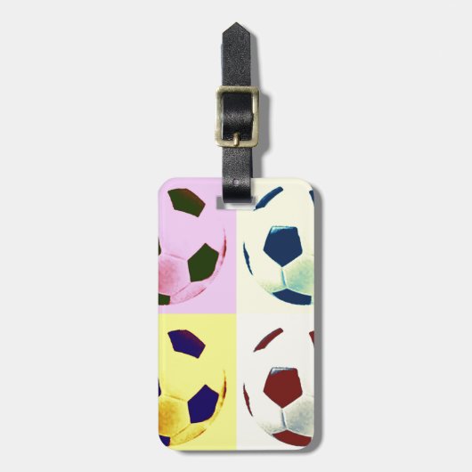 Pop Art Voetballen Bagagelabel (Voorkant verticaal)
