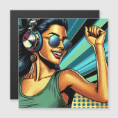 Pop Art Vrouw in Hoofdtelefoon Dansen (Voorkant / Achterkant)