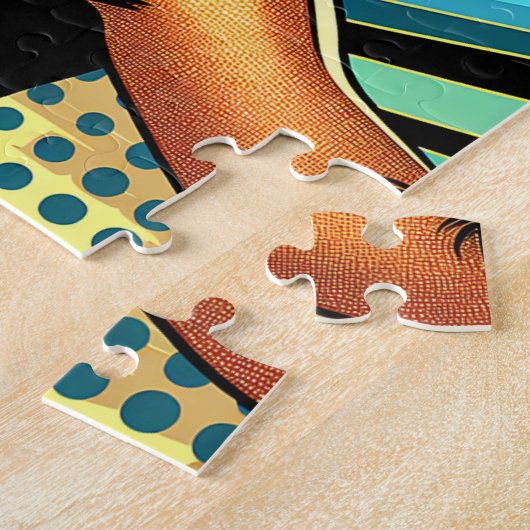 Pop Art Vrouw in Hoofdtelefoon Dansen Legpuzzel (Zijkant)