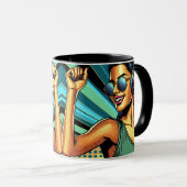 Pop Art Vrouw in Hoofdtelefoon Dansen Mok (Voorkant rechts)